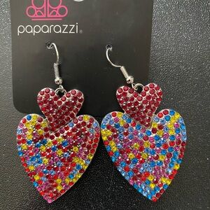 Colorful Rhinestone Heart Earrings